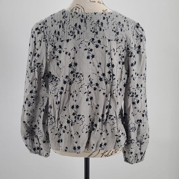 Market & Spruce Stitch Fix blouse pleated detail floral Gray Size XL Whimsigoth - Picture 2 of 7